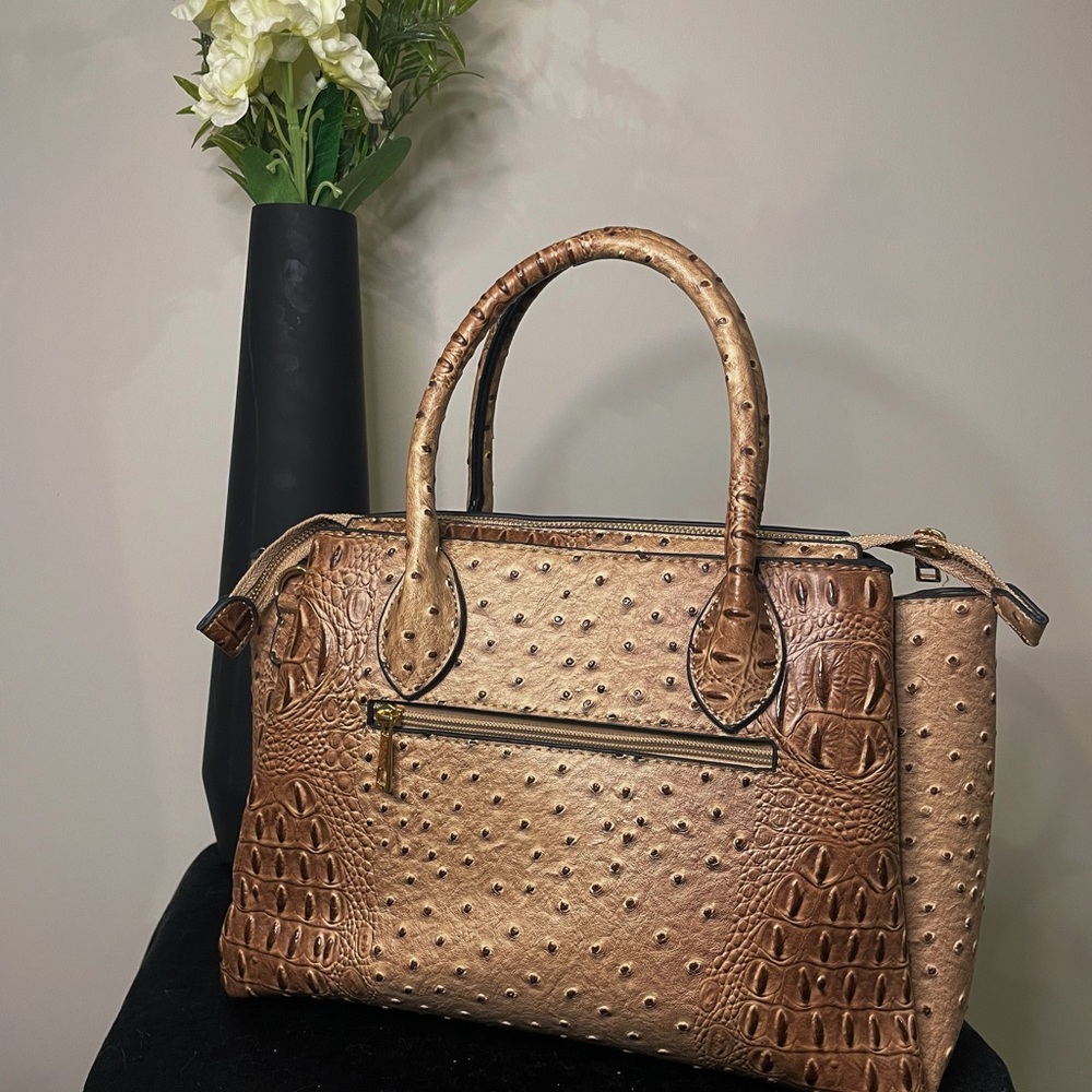 Elegant Brown Textured Women's Handbag